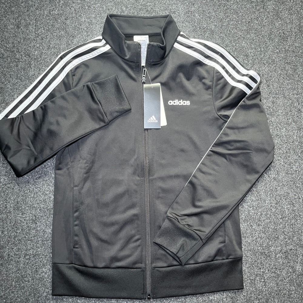 Adidas Track Jacket Men S Black New Essentials 3-Stripes Tricot DP2406
